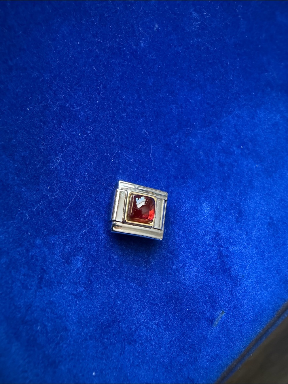Manuel Zed OG 9mm Stainless Steel Italian Charm Link - January Garnet